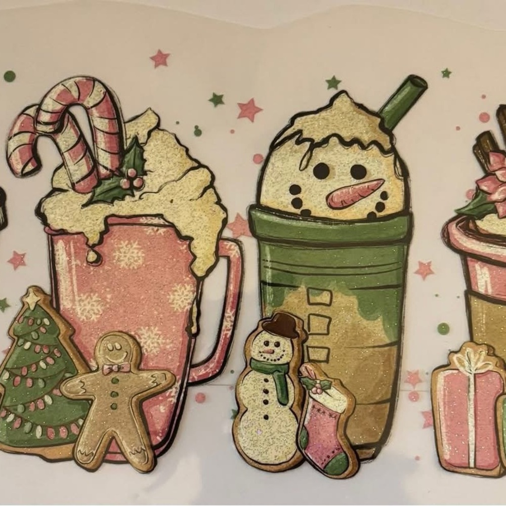 Festive Holiday Mug and Cup Set DTF transfer
